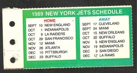 1989 New York Jets Schedule From Season Ticket Sheet - $2.99