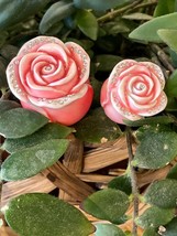 Keren Kopal Pair metal Red Rose Hand made Decorated with Austrian Crystals - $39.50