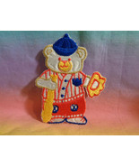 Embroidered Iron On Applique Patch Baseball Teddy Bear White Satin Fabric  - $2.51