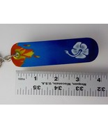 FINGERBOARD SKATEBOARD KEY-CHAIN BLUE WITH FLAMES AND FLORAL WHITE HIBIS... - $8.99