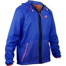 Nike Mens Hybird Windrproof Running Hooded Jacket Color Blue Orange Size... - £97.75 GBP