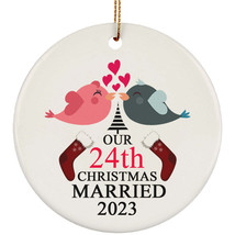 24th Wedding Anniversary 2023 Ornament Gift 24 Years Christmas Married T... - £11.79 GBP