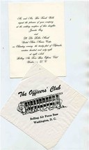 1968 Bolling AFB Wedding Reception Invitation Officers Club Napkin Washi... - $21.78