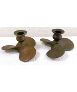 Matched Pair of Vintage Brass Propeller Candlestick Holders - $1,098.75 MXN