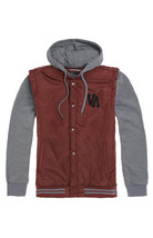Men&#39;s Guys Rvca Puffer Statium Fleece  Snap Up Jacket Coat Gray New $100 - £59.85 GBP