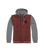 MEN&#39;S GUYS RVCA PUFFER STATIUM FLEECE  SNAP UP JACKET COAT GRAY NEW $100 - $1,414.10 MXN