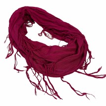 Scarf Scarves Wrap Infinity Pink Fuchsia Fringe 26&quot; - £7.75 GBP