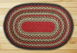 Earth Rugs C-338 Burgundy Olive Charcoal Oval Braided Rug 2 Feet x 8 Feet - £76.60 GBP