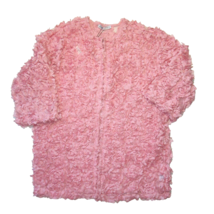 NWT Zara Floral Textured Knit Coat in Pink Flower Applique Jacket Topper L - £101.20 GBP