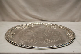 Oneida Silverplate Platter w Raised Edge Etched Center &amp; Cloth Storage Bag Vtg. - £31.64 GBP