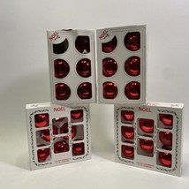 Vtg Noel Red Glass Ornaments (4) Boxes - [27] 2.25&quot; Balls - £43.71 GBP
