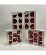 Vtg Noel Red Glass Ornaments (4) Boxes - [27] 2.25&quot; Balls - £43.06 GBP