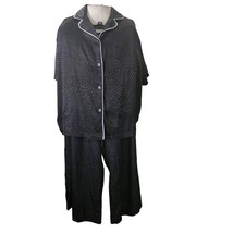 BCBGMAXAZRIA Black Ribbed Notch Collar Pajama Set Size Large  - $34.65