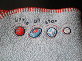 Koala Baby Blue Sport Little All Star Baby Blanket Orange Stitch Trim - $19.55