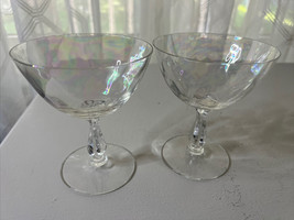 Vintage Iridescent Wine Glasses Goblets Optic Panel - set of 2 - £16.41 GBP