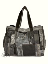 Recycled Denim Patchwork Tote Bag: Large Upcycled Jeans Handbag - $246.48 CAD