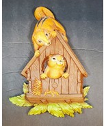 Vintage 1977 Squirrels Bird House Wall Hanging Home Decor Homco Dart Mid... - £15.63 GBP