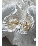 10K YELLOW GOLD PEARLS & DIAMONDS EARRINGS LENGTH 0.5 INCH - $625.48