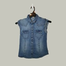 Mavi Jeans Denim Vest Girls Youth Medium With Snap Front and Pockets  - $10.96