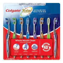 Colgate Toothbrushes Total Whole Mouth Clean Advanced Whitening 8 Pack M... - £14.93 GBP