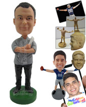 Personalized Bobblehead Good Looking Man With Fashionable T-Shirt With F... - £71.60 GBP