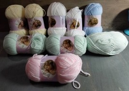 Mary Maxim Baby&#39;s Best Yarn Acrylic Sport Weight 9 Skeins Fine 2 Blue Yellow 1oz - £44.66 GBP