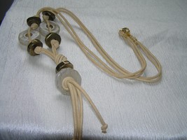 Estate Margherita Buonanno Italy Signed Tan Cord with Faux Brass &amp; White Plastic - £14.86 GBP