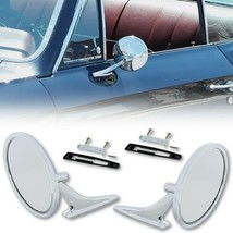 Chrome Metal Exterior Round Rear View Door Mirror Pair for 1966-72 Chevy Car - £84.58 GBP