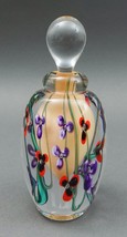 Roger Gandelman 2013 Signed Hand Blown Art Glass Floral Perfume Bottle W/ Dauber - £273.37 GBP