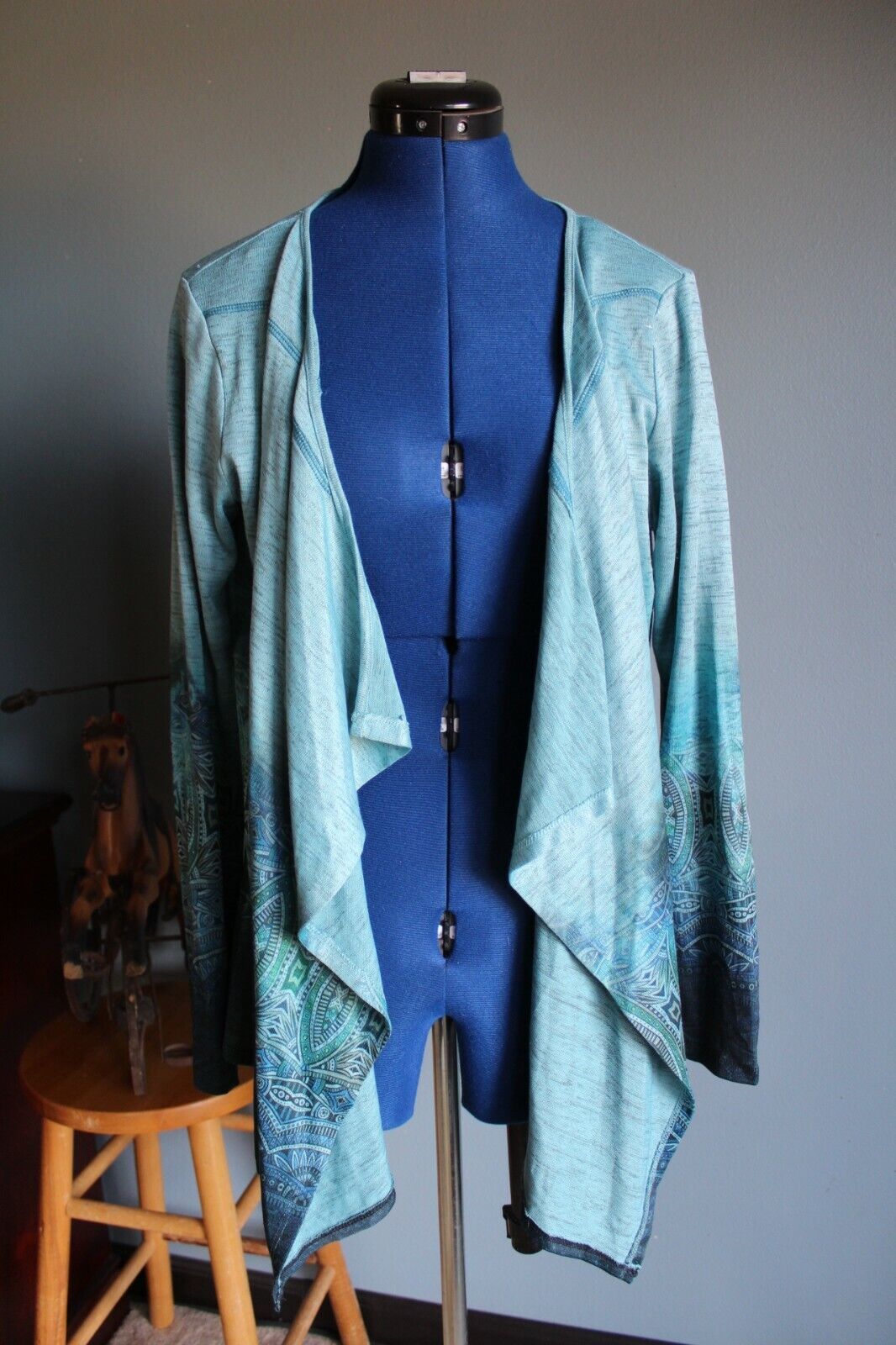 Primary image for Unity World Wear Women's Teal Open Front Waterfall Cardigan ~M~
