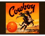1935 Cowboy Oranges Fruit Label Tustin California UNP Contiental Postcar... - $4.90