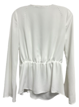 MISSGUIDED Women&#39;s Long Sleeve Deep V-Neck Twist Front Blouse Size 6 White - £10.05 GBP