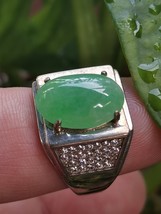 Icy Ice Fruit Green 100% Natural Burma Jadeite Jade Ring # Type A Jadeite # - £463.62 GBP