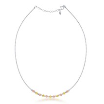 1.15mm Diamond Cut Omega w/Moon Beads Necklace - Tri Color - £59.99 GBP