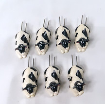 Set of (7) Black and White Cow Corn Holders Nice - $24.99