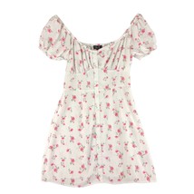 TRIXXI Clothing Co Sz M Pink Rose Floral Peasant Babydoll Mini Dress Puff Sleeve - £15.59 GBP
