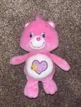 Care Bear 2003 Take Care Bear 8&quot; Pink Purple Heart stuffed plush  - £9.92 GBP