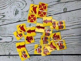 24pc Firefighter Fire Truck Fire extinguisher Cupcake Toppers for Birthday - $14.25