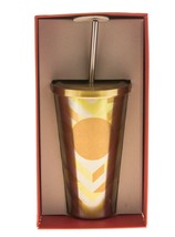 Starbucks Dot Yellow Chevron Line Triangle Stainless Steel Cold Cup Tumbler 16Oz - £30.52 GBP