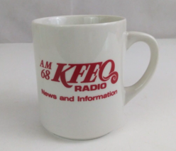 Vintage AM 68 KFEQ Radio News And Information 3.75&quot; Coffee Cup - $9.69