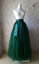 Dark Green 4-Layered Tulle Skirt Women Plus Size Puffy Tulle Maxi Skirt Outfit image 3