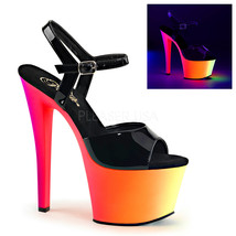 PLEASER RAINBOW-309UV Blacklight Neon Rainbow Platform 7&quot; Stripper Heels Shoes - £52.71 GBP