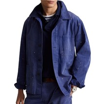 Polo Ralph Lauren Men's Long Sleeve Workman Denim Field Jacket Paint Spots Blue - £118.40 GBP