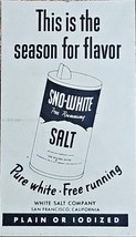 SALT - SNOW-WHITE - 1946 Vintage Print Ad - Pure white-Free Running-Plain - VTG! - $9.84