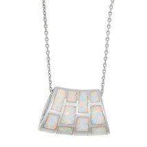 Sterling Silver White Inlay Opal Bead Slider Pendant - £51.12 GBP