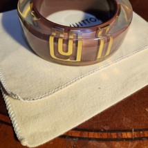Auth Rare Louis Vuitton Bangle Bracelet Brown Clear Gold Inclusion Lette... - $495.00