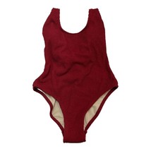 Kona Sol Bathing Suit Womens S Textured Burgundy Pucker One Piece Tie Ba... - $14.89