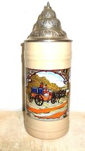 Bavarian &amp; English Postlllion lidded German Beer Stein - £15.91 GBP