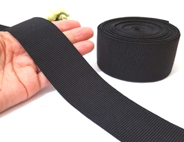 1-5/8&quot; 4cm wide 3-20y Strong Thick Stretch Black Grosgrain Ribbon Poly Tape GR26 - £4.78 GBP+