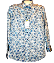 Robert Graham White Blue Floral Cotton Men&#39;s Shirt Size L - $67.90